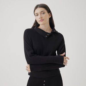 Black Thermal Waffle Snap Neck Shirt